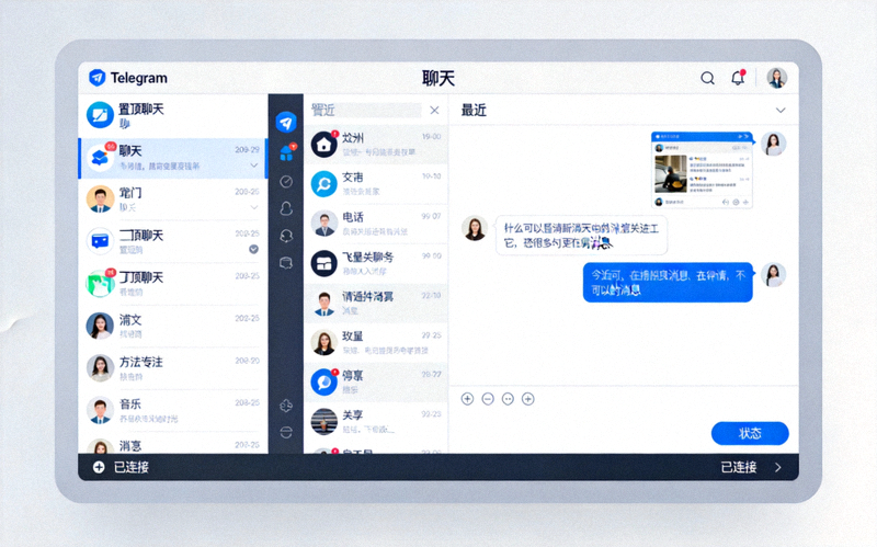 成功设置为简体中文后的Telegram电脑版主界面截图