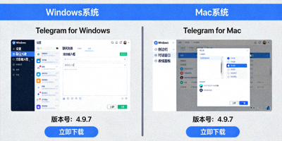 根据Windows或Mac系统选择正确Telegram版本的界面对比图
