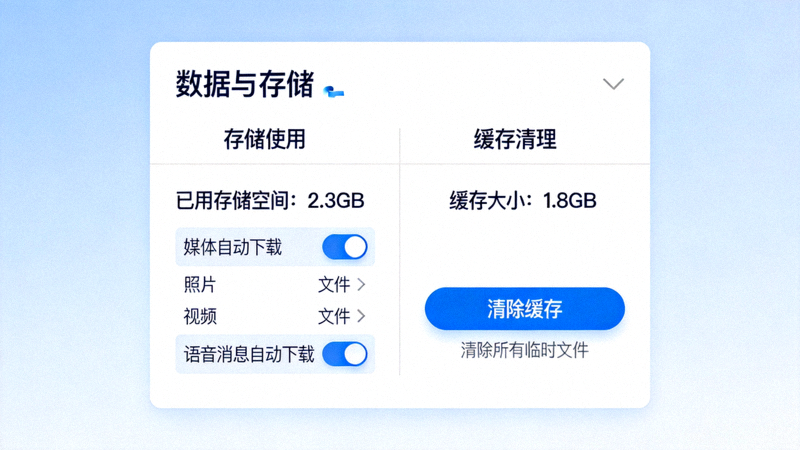 Telegram存储使用与缓存清理设置页面截图