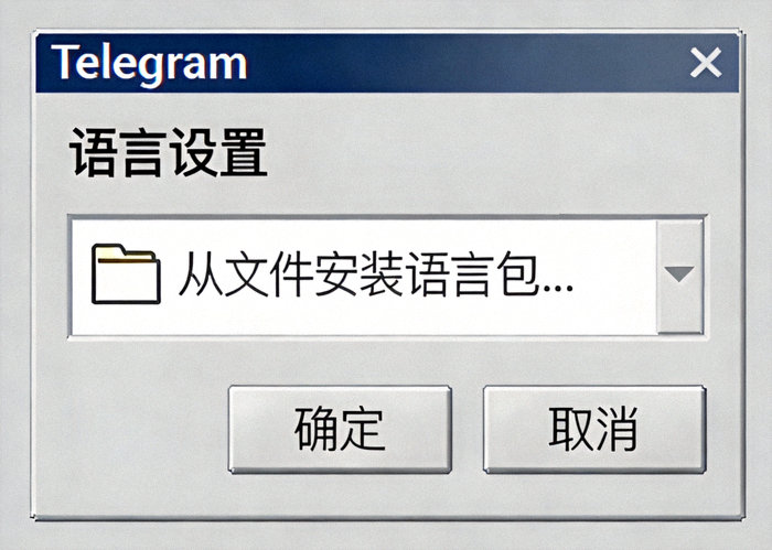 Telegram电脑版语言设置中选择从文件安装语言包的界面截图