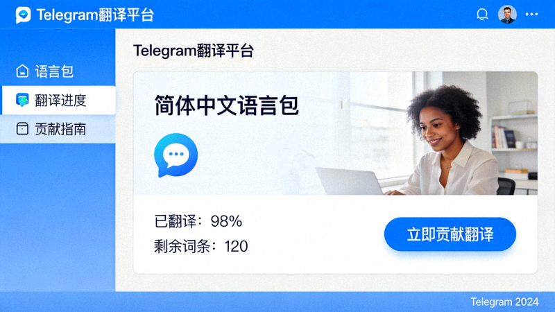 Telegram官方翻译平台简体中文语言包页面截图