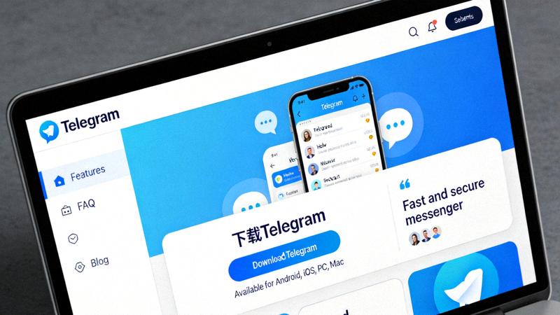 Telegram官方网站首页截图，展示官方下载入口位置